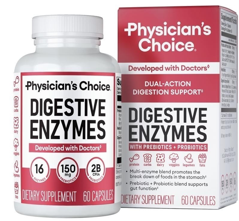 Physician\'s Choice Digestive Enzymes 16 Multi Enzymes Organic Prebiotics USEFUL