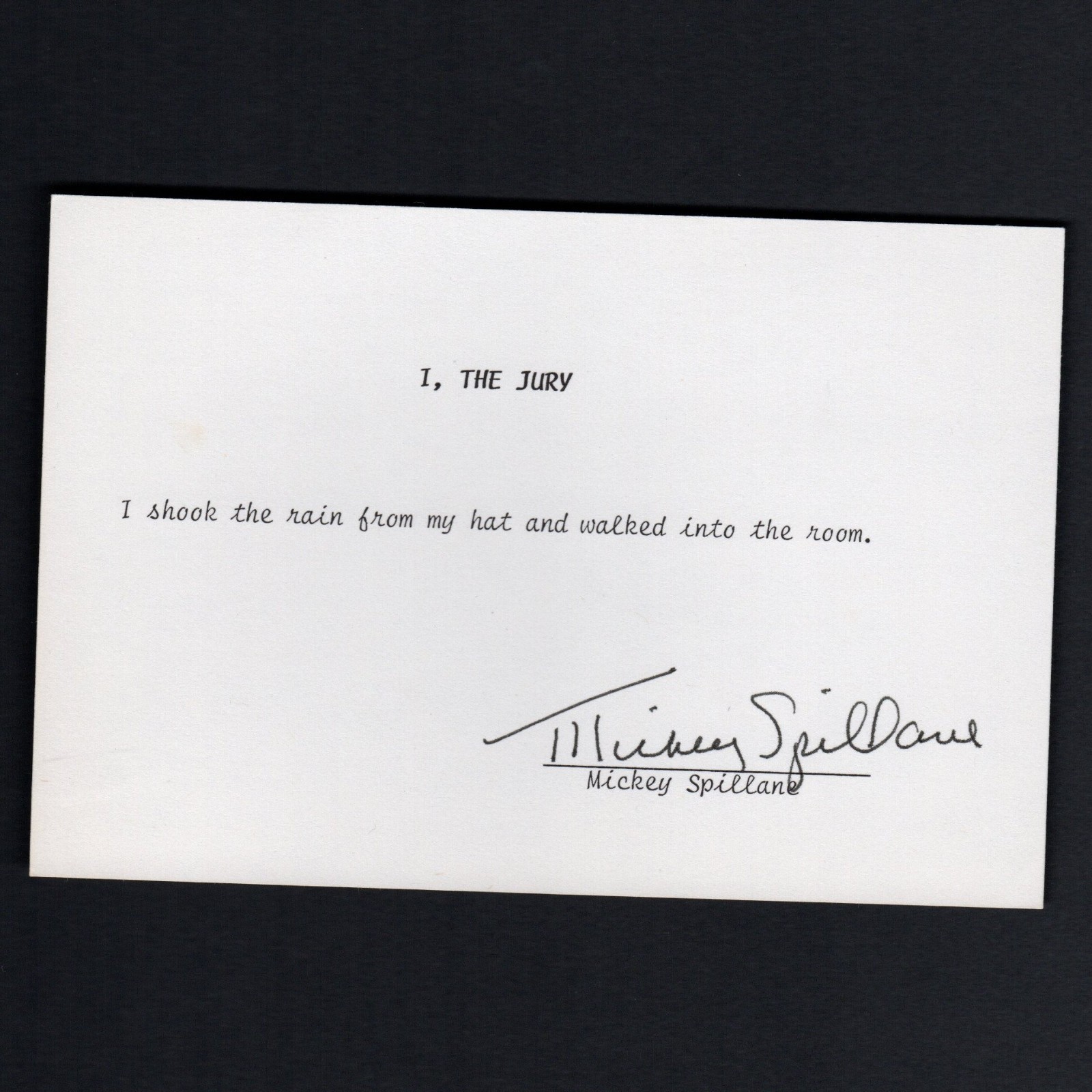 MICKEY SPILLANE Autograph Signed Typed I THE JURY Quotation w/ COA  MIKE HAMMER