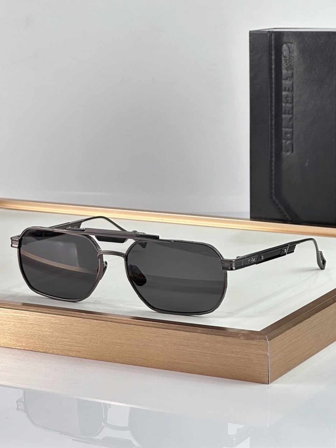 CAZAL 757 Geometric Sunglasses Gunmetal Frame Dark Grey Lens Retro Luxury New