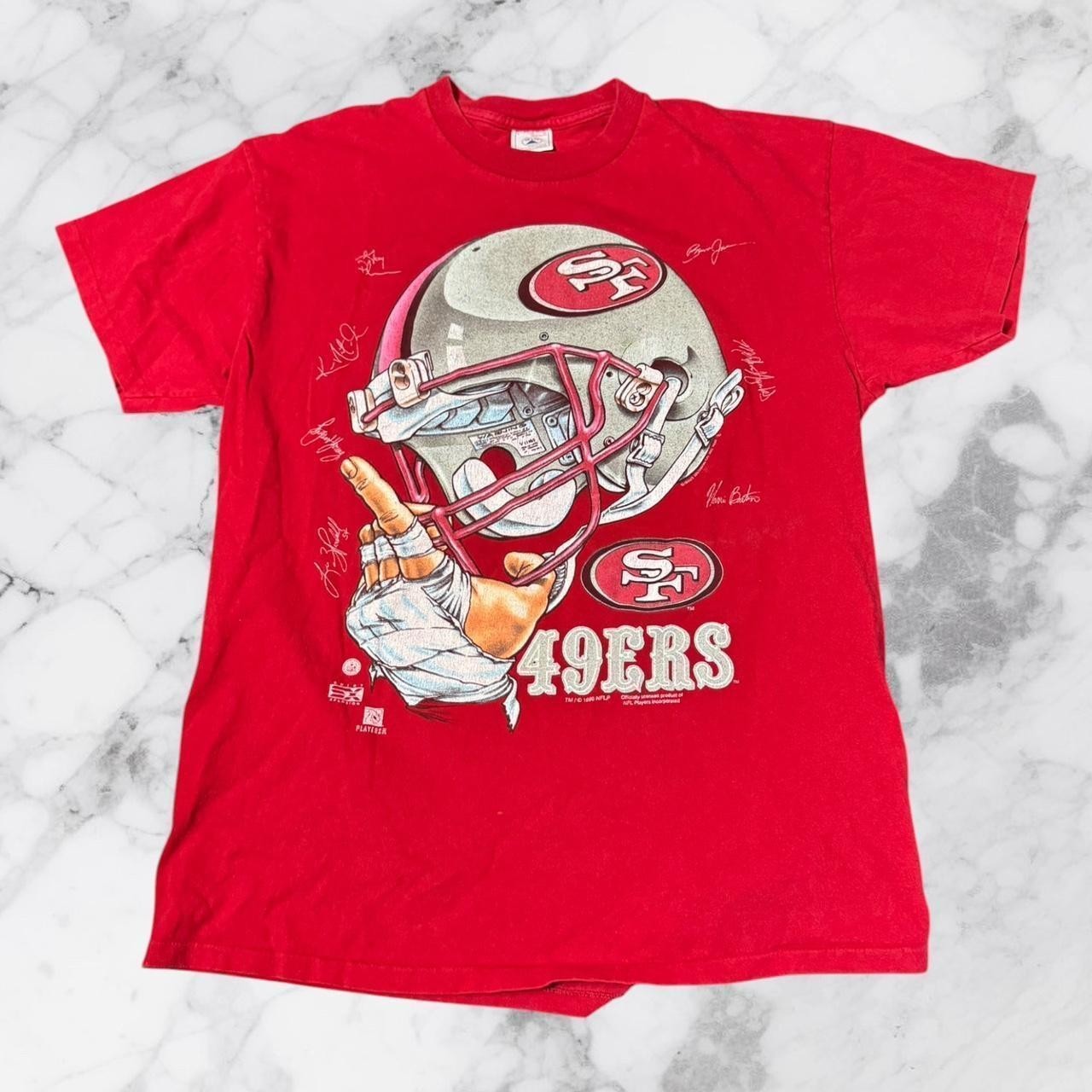 90s big helmet San Francisco 49ers red cotton t-shirt reprint VK17286