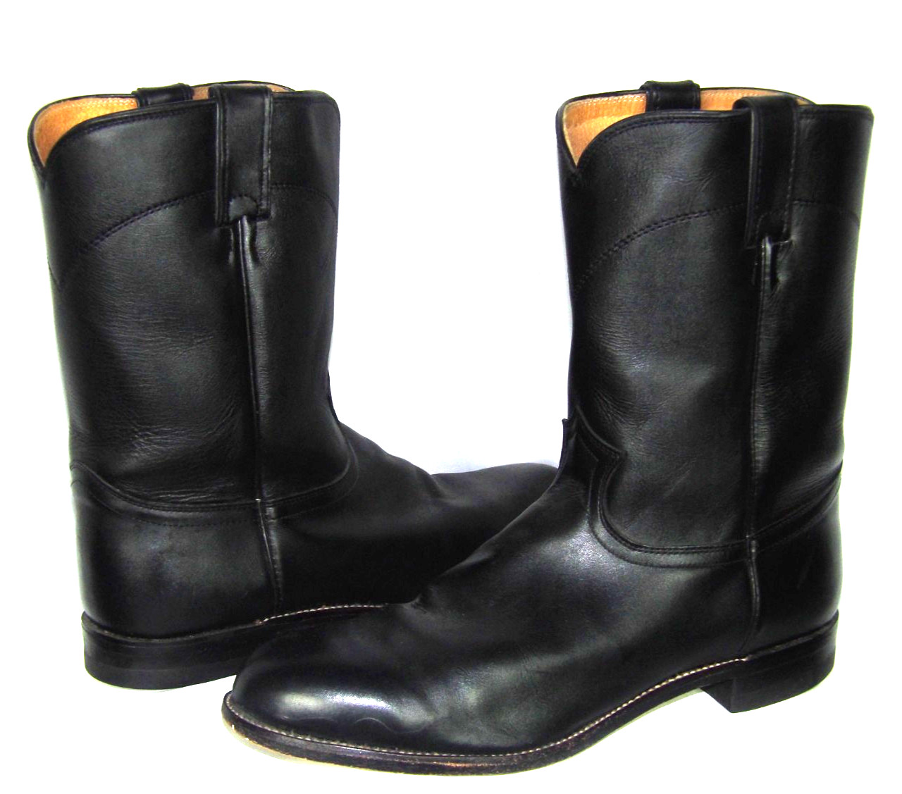 JUSTIN Style # 3133 Black ROPER Leather Cowboy Boots Men\'s 12 EE EUC