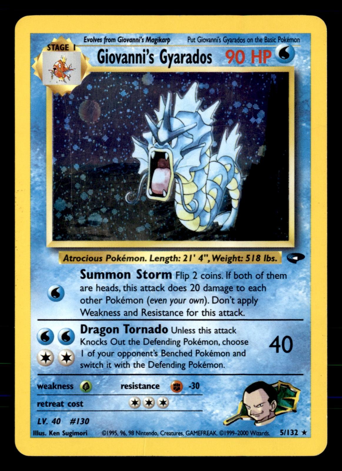 Giovanni\'s Gyarados 5/132 Rare Gym Challenge Pokemon Unlimited Holo MP