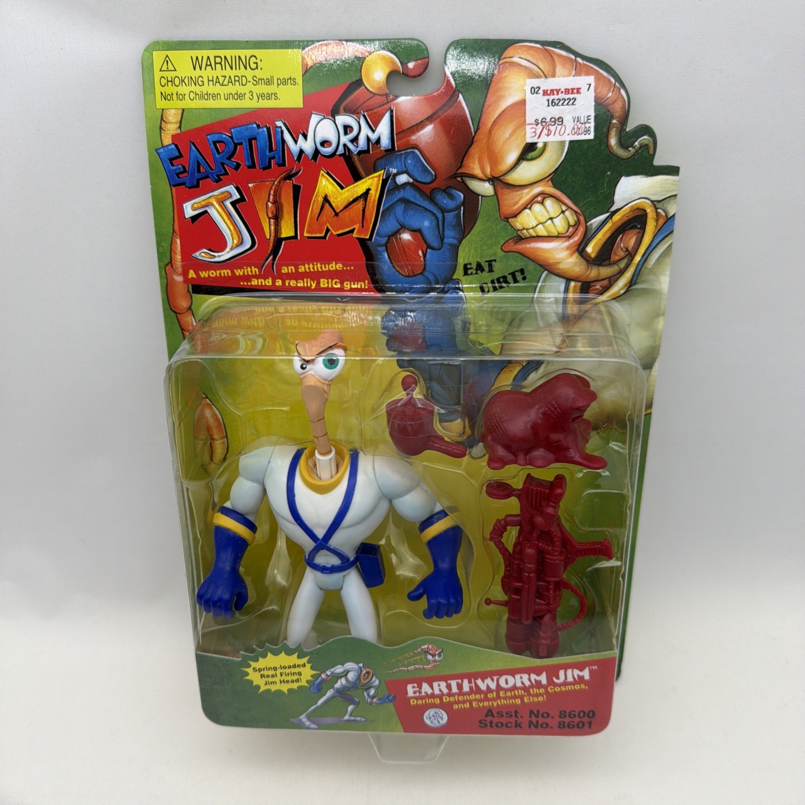 Playmates 1994 Earthworm Jim Red Weapons Variant action figure New Sealed vtg