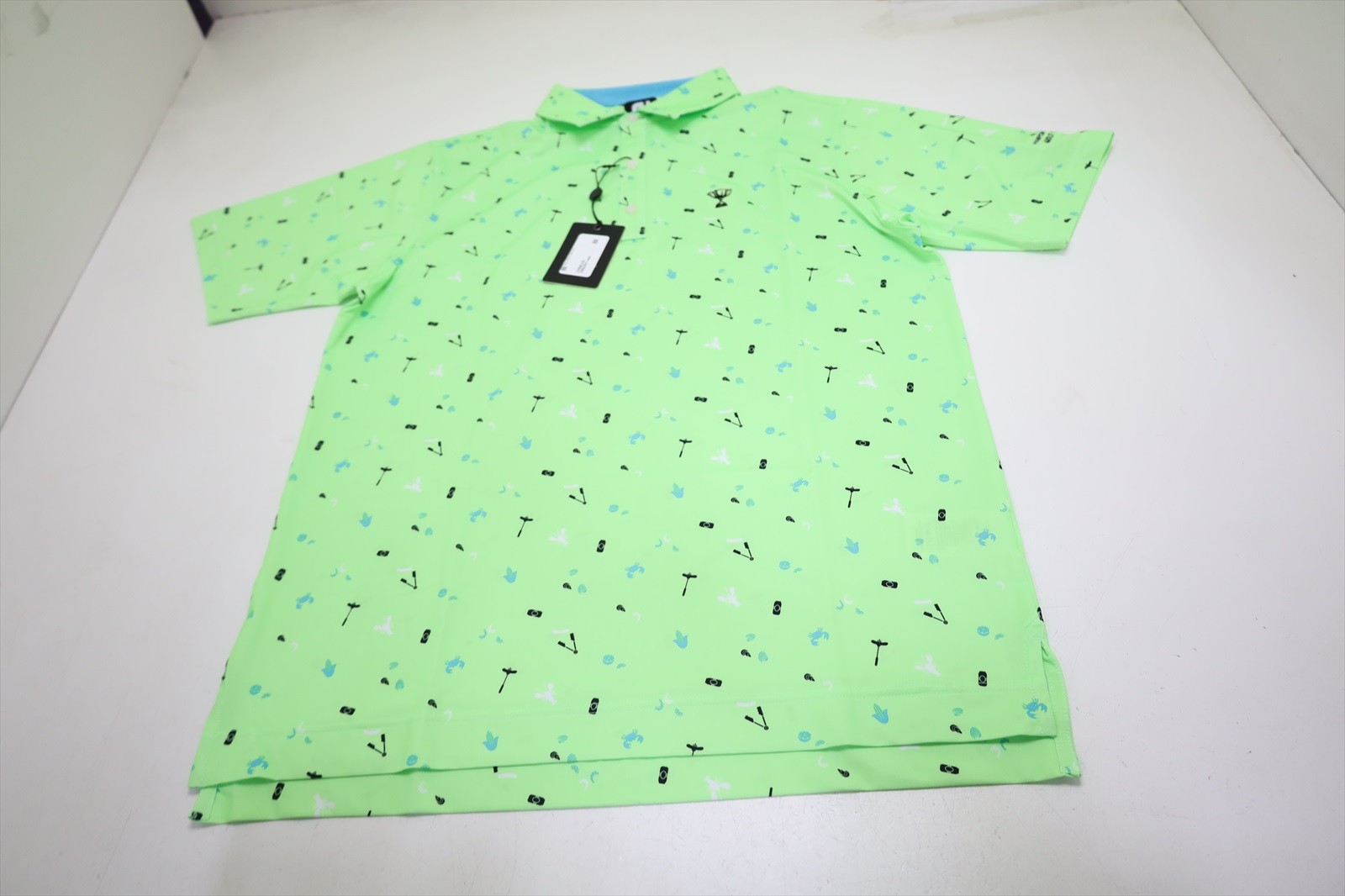 FootJoy Clam Bake Print Lisle Polo Mens Medium Green W/Logo INV13980142