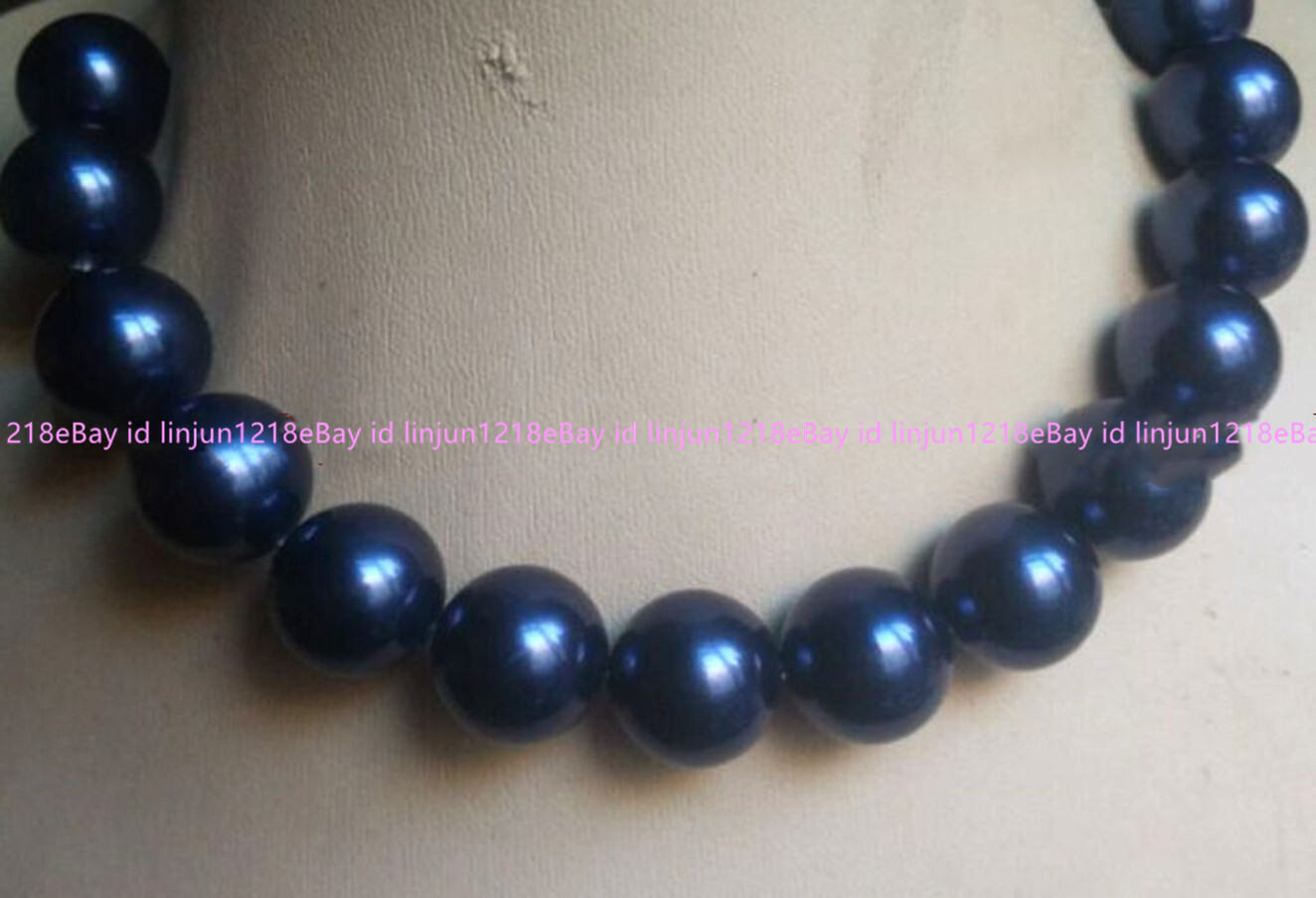 Real Huge New 20mm Dark Blue Sea Shell Pearl Beads Necklace 18\'\' AAA Real Huge New 20mm Dark Blue Sea Shell Pearl Beads Necklace 18\'\' AAA