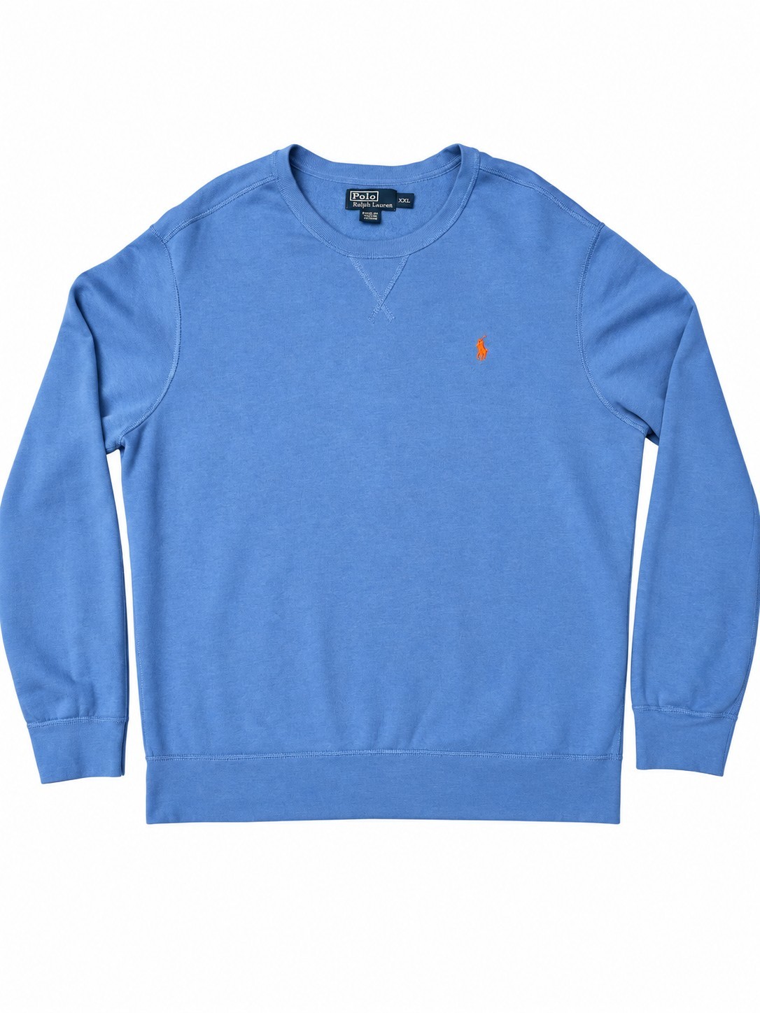 Polo by Ralph Lauren Sweatshirt Mens XXL Light Blue Orange Pony Crewneck NWOT Polo by Ralph Lauren Sweatshirt Mens XXL Light Blue Orange Pony Crewneck NWOT