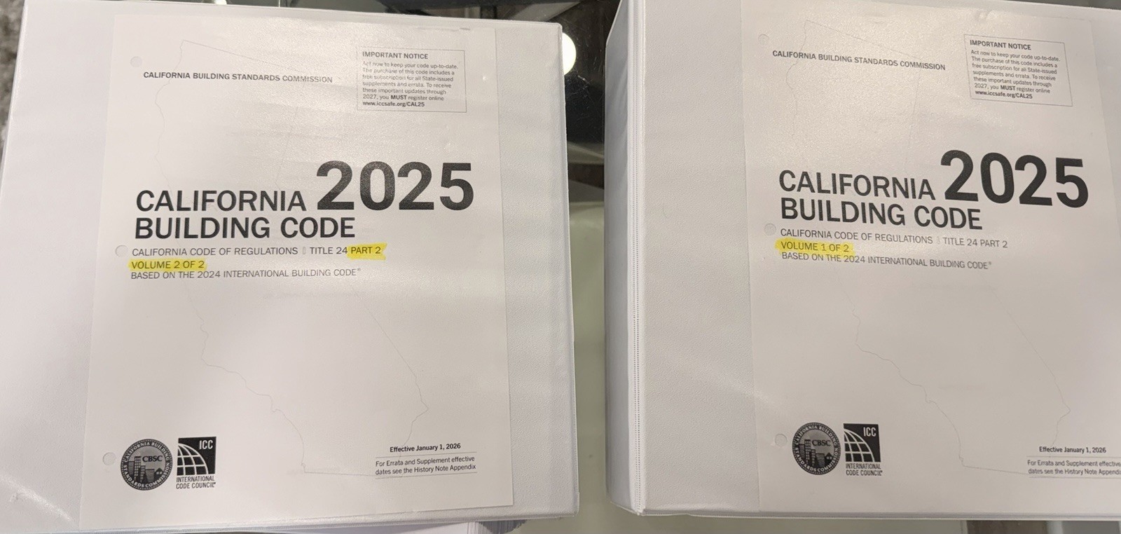 2025 California Building Code, Title 24, (Volumes 1 & 2). ISBN 9781967590