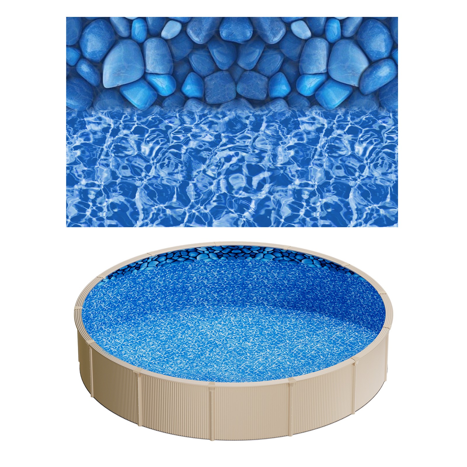 Uimoso 24ft Round Overlap Pool Liner 52in Wall Height Durable Vinyl Boulder