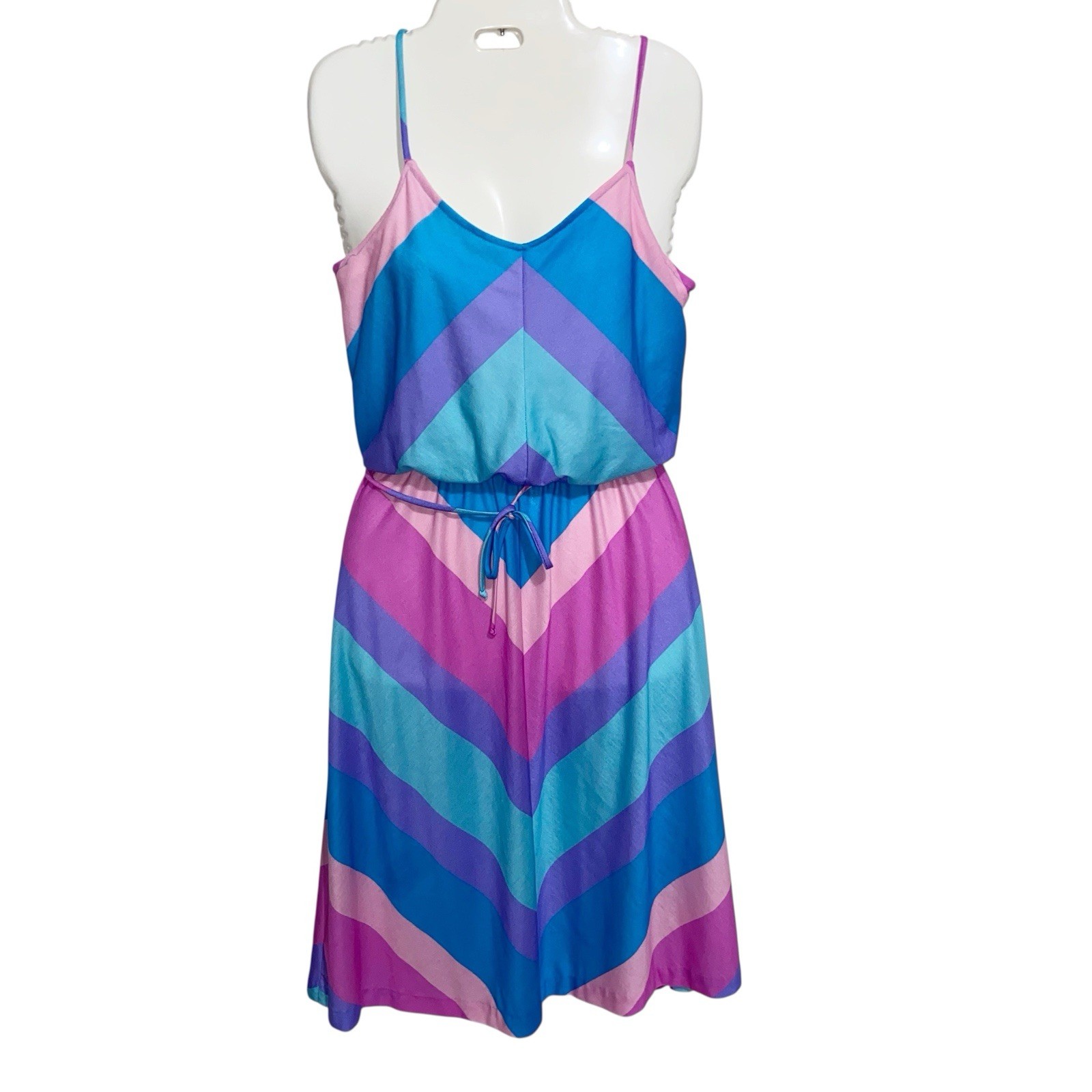 Vintage Betsy\'s Things Dress Small 70s 80s Sundress Retro Disco USA Chevron