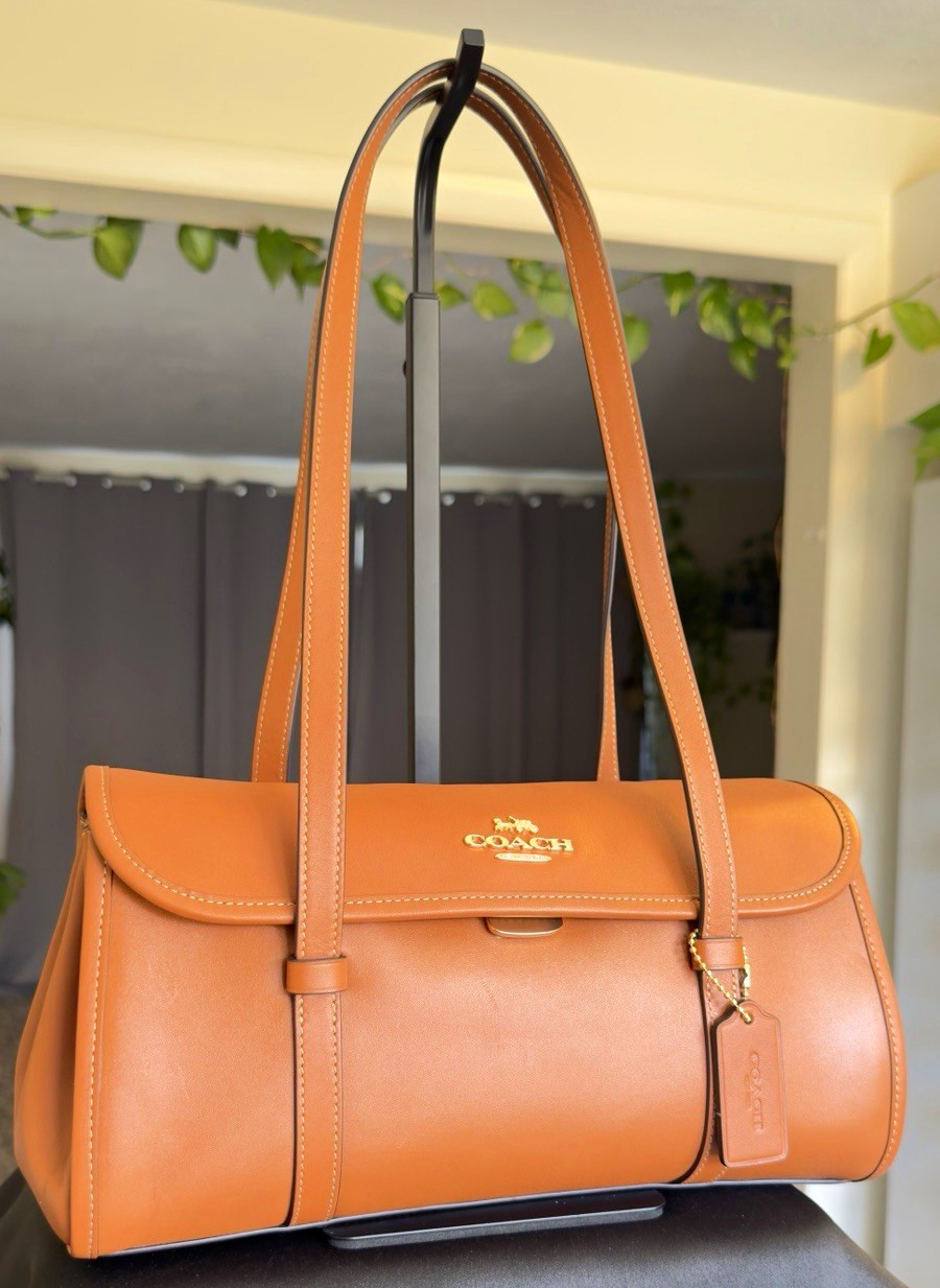 COACH Bridget Flap Shoulder Bag NWOT Tan Leather Gold Hardware Purse CDB05 New