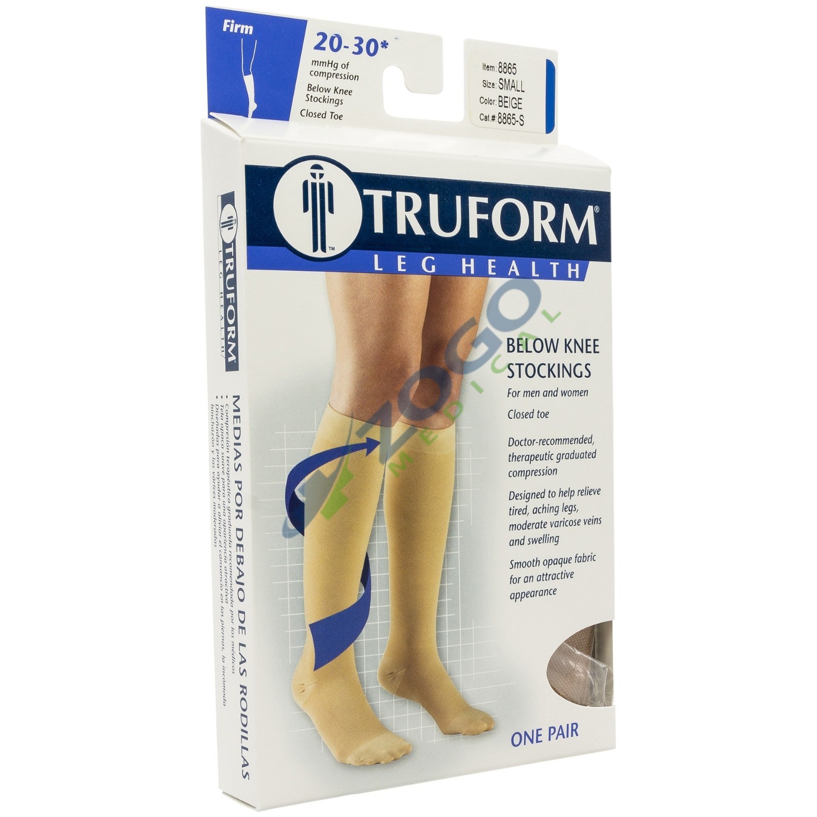 Truform 20-30 mmHg Below Knee Soft Top Compression Stockings Closed Toe Beige Truform 20-30 mmHg Below Knee Soft Top Compression Stockings Closed Toe Beige