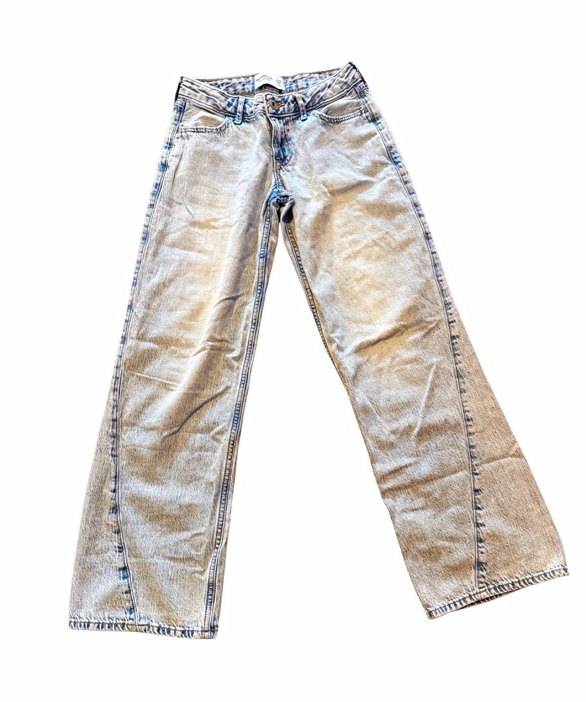 Abercrombie Kids Girls Low Rise Baggy Light Wash Blue Denim Jeans 11-12 Long