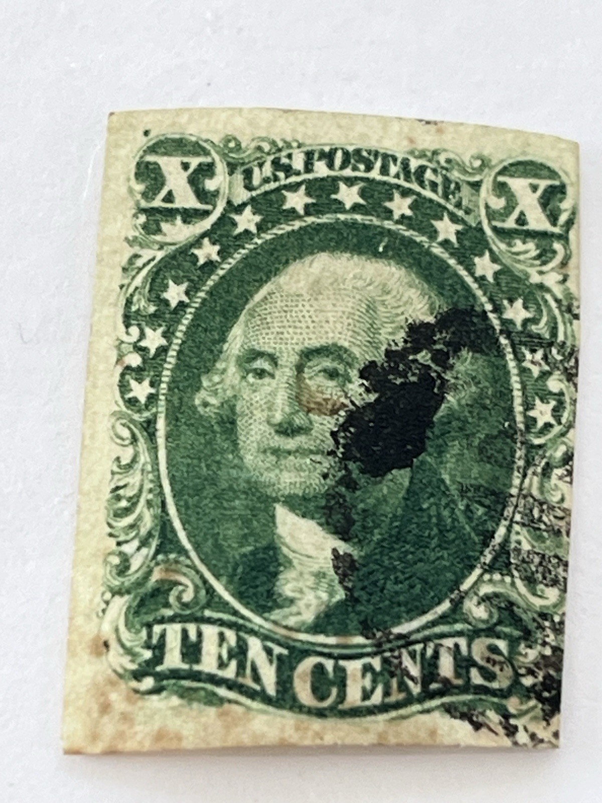 US stamp Scott # 14 (11) & Scott 15 (111) 1885,Used, Imperforate, 10 Cents Green US stamp Scott # 14 (11) & Scott 15 (111) 1885,Used, Imperforate, 10 Cents Green