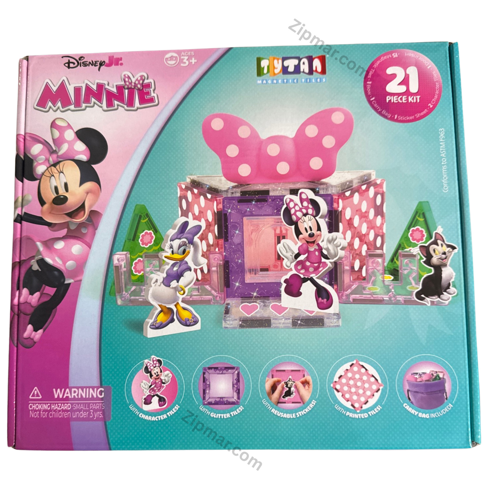 Disney Jr Minnie 21 Piece Kit Tytan Magnetic Tile Kids Playset NIB 
