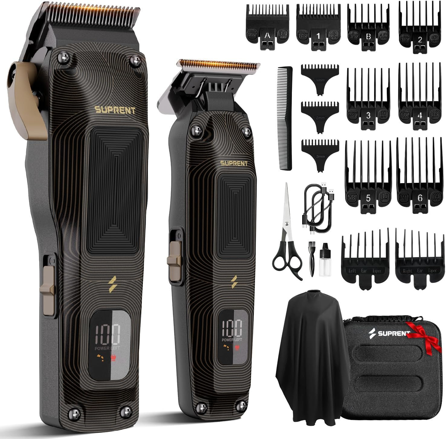 SUPRENT Ripple Professional Hair Clippers for Men, Cordless Barber Kit with 7500 SUPRENT Ripple Professional Hair Clippers for Men, Cordless Barber Kit with 7500