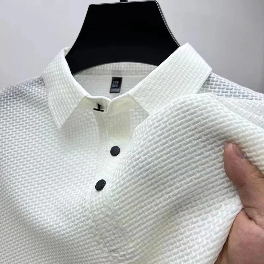 Men's Breathable Summer Polo Shirt Short Sleeve Business Casual Solid Top Gift