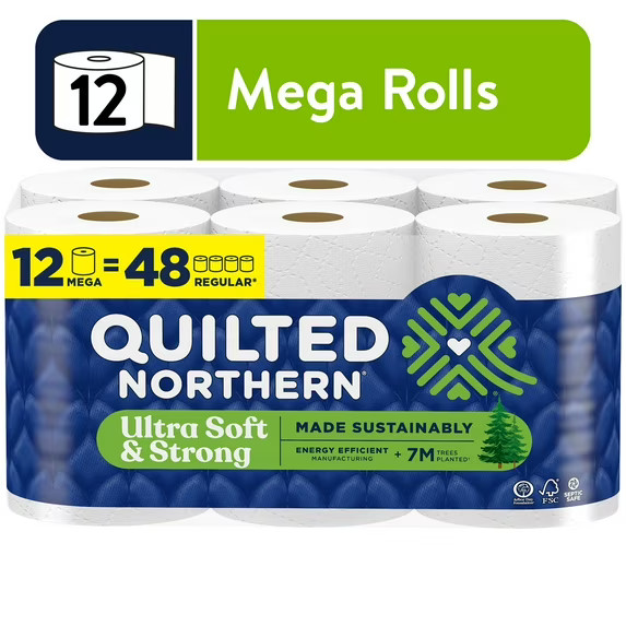 Quilted Northern Ultra Soft & Strong 2-Ply Toilet Paper, 12 Mega Rolls 