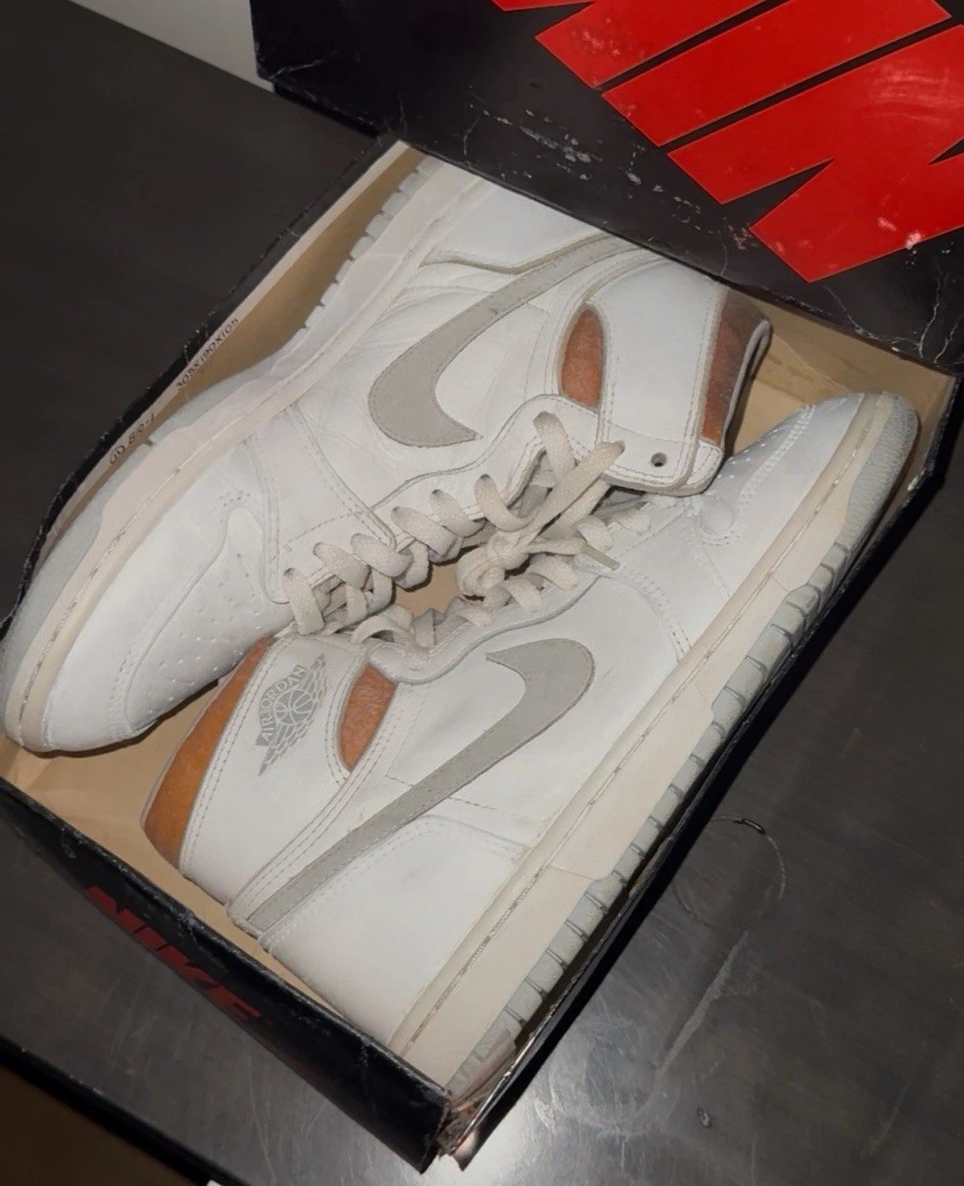 1985 Nike Air Jordan 1 Hi Natural Gray Size 8 ~ Wearable w/original box 2k firm