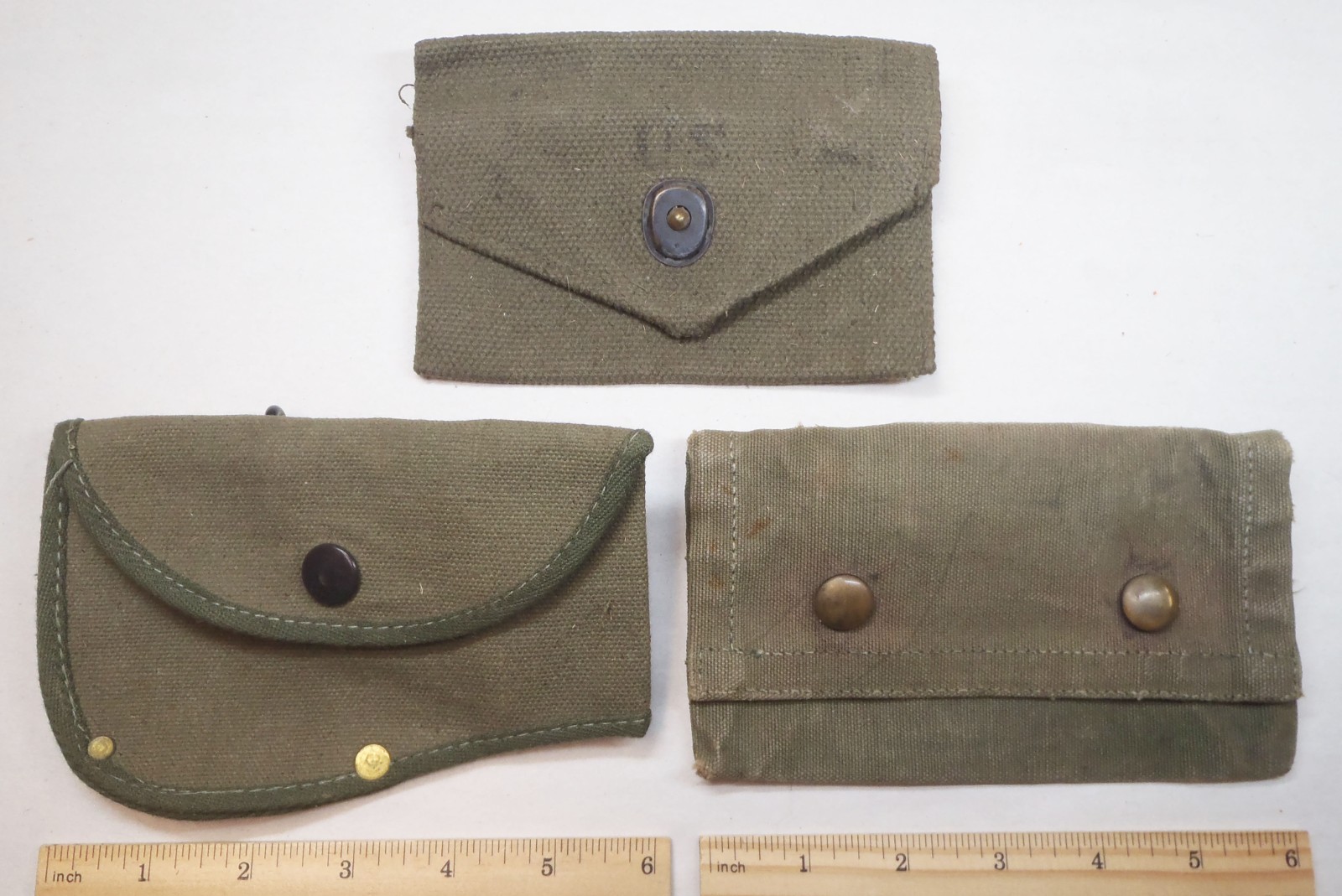 Original WW1 US Army Infantry Canvas First Aid Packet Pouches & Hatchet Sheath