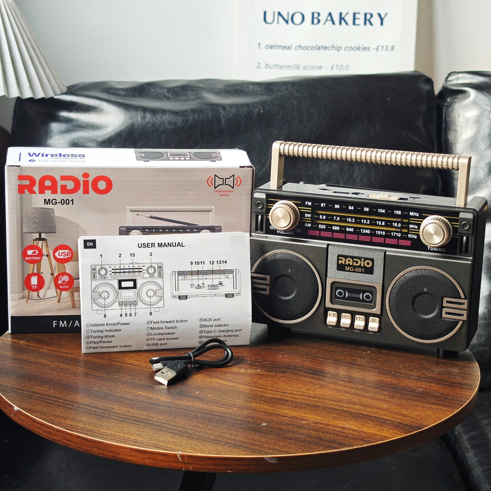 UMUTOO Retro AM/FM/SW Radio Bluetooth Speaker Dual Speakers with Large Knobs