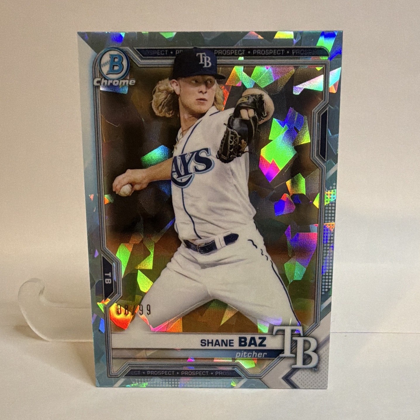 2021 Bowman Chrome Shane Baz Green Mini-Diamond Refractor /99 BCP-134 Rays