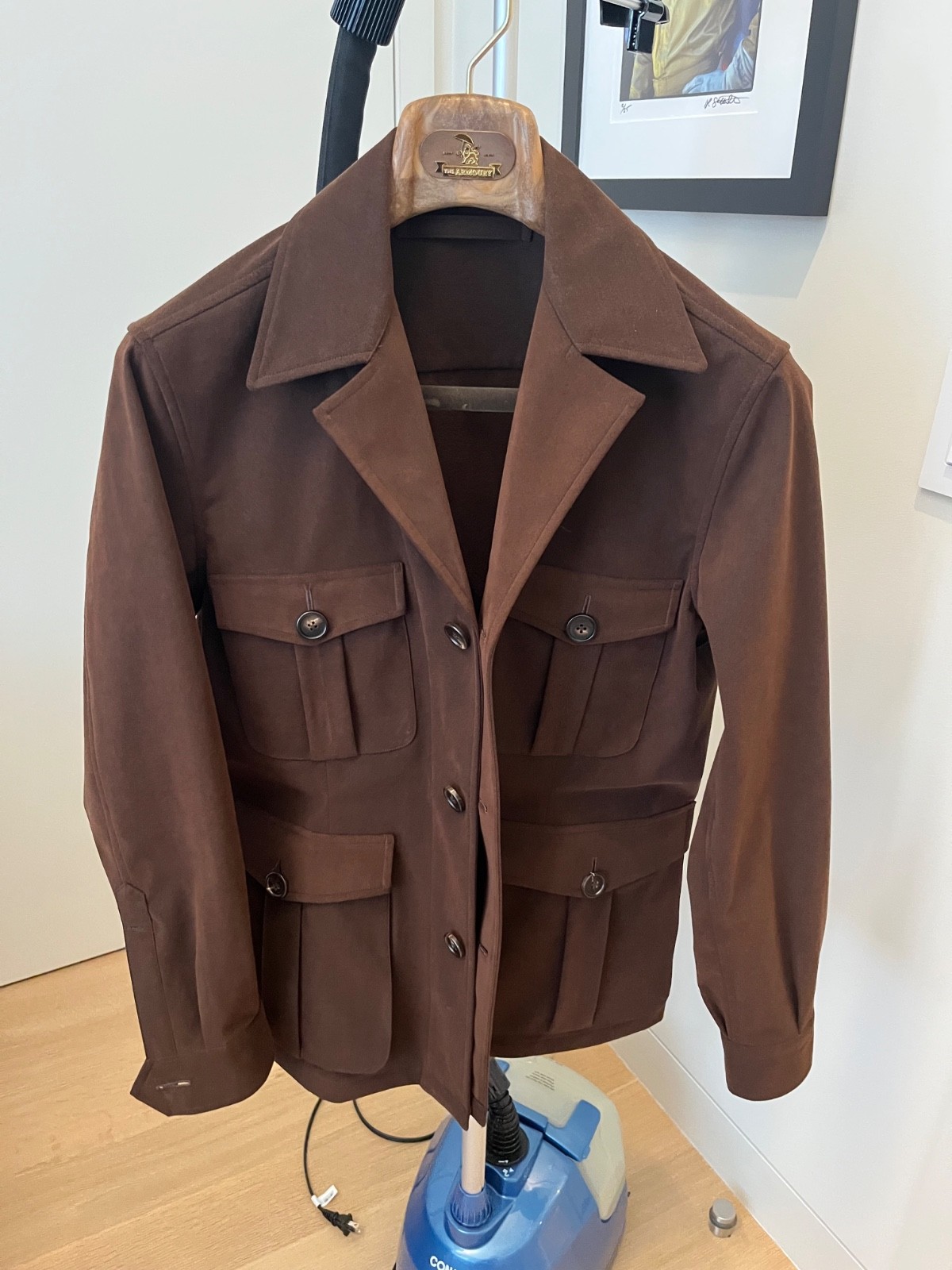 The Armoury by Ascot Chang Ultrasuede Safari Jacket II in Dark Brown, Size S