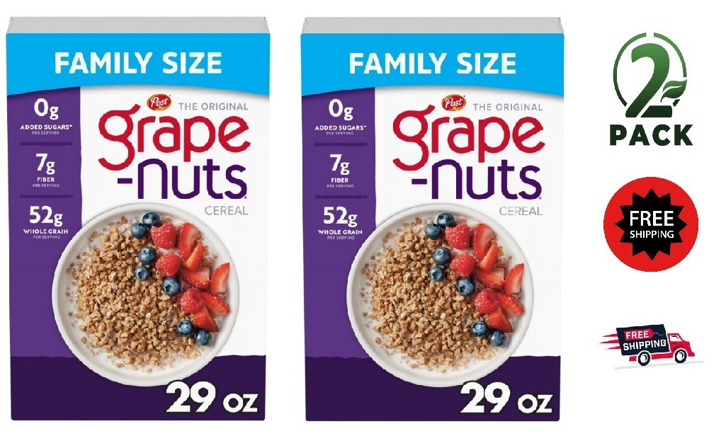 New Post Grape Nuts Original Breakfast Cereal, 29 oz (Pack of 2)