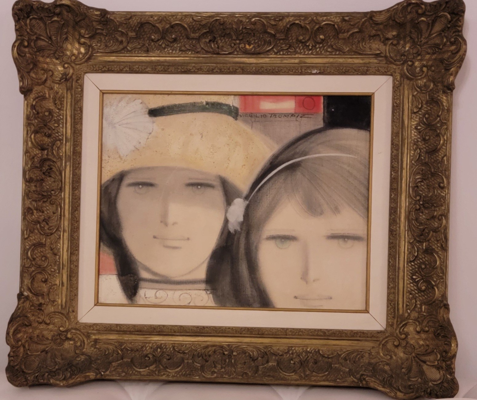 Virgilio Trompiz Framed Signed Painting on Canvas Caracas Venezuela 16 x 13 inch