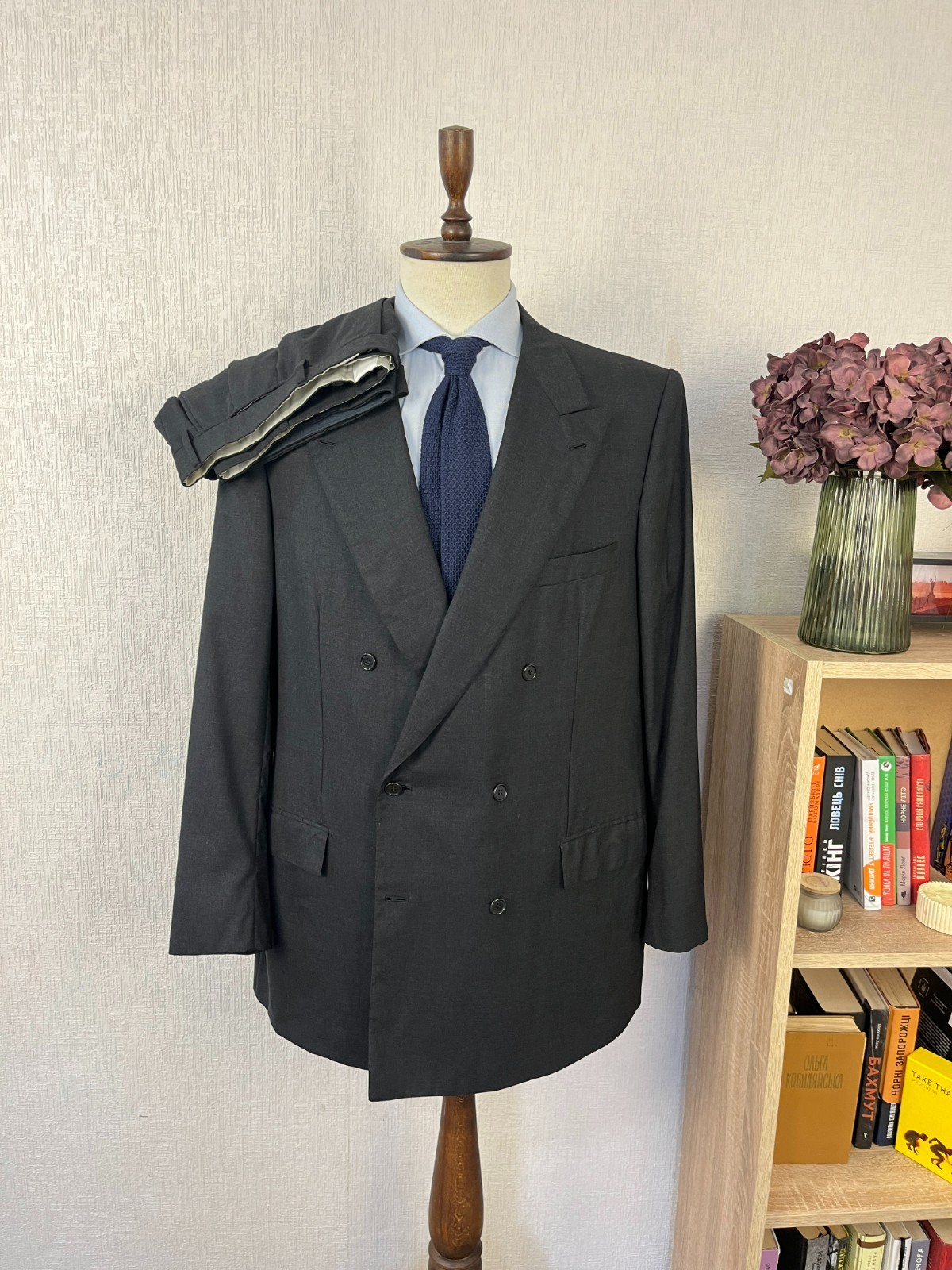 Brioni Tiberio Charcoal Solid Double-Breasted Peak Lapels Suit 48 L W40 L34