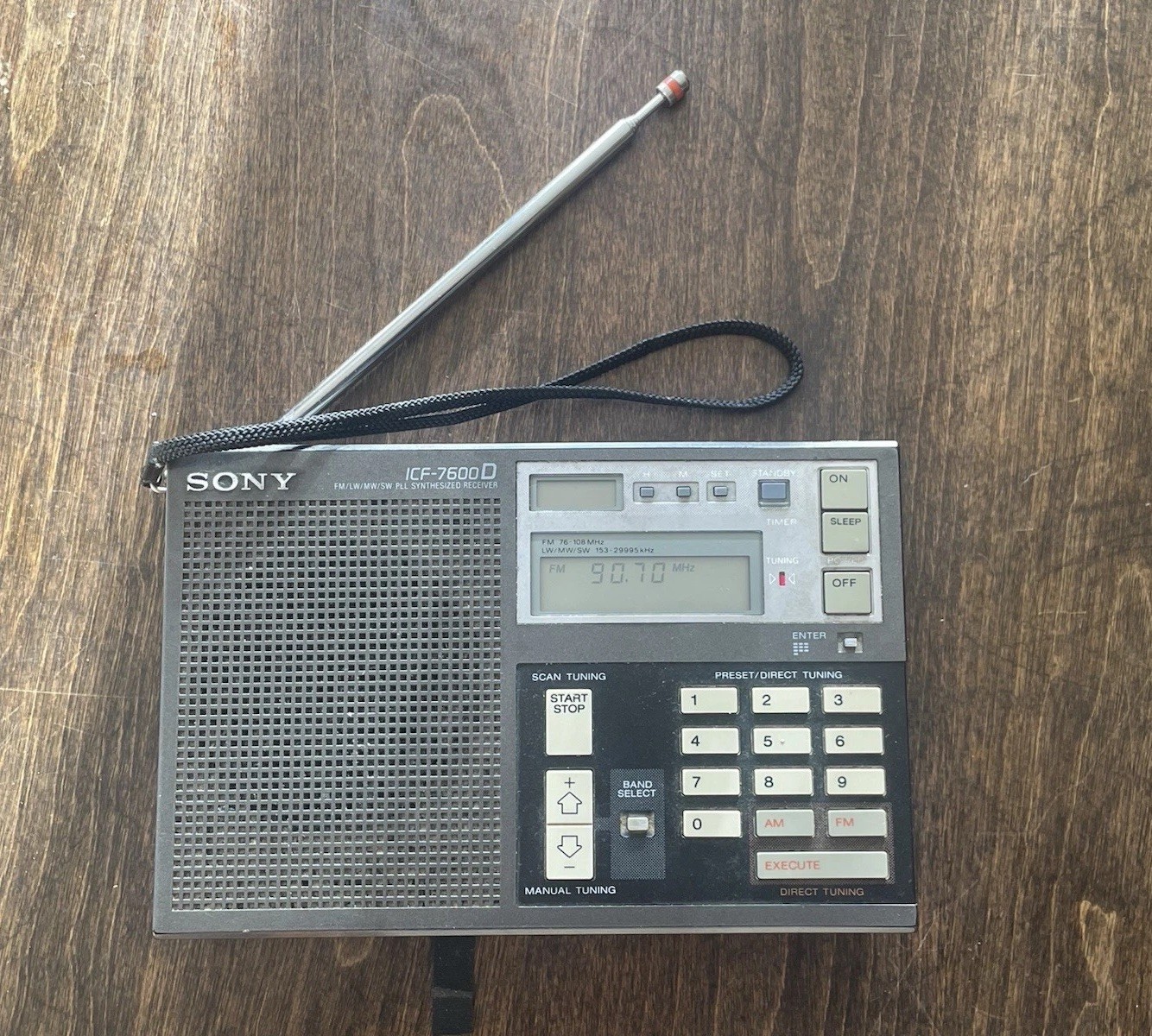Sony ICF-7600D FM/LW/MW/SW PLL Synthesized Receiver Radio World Tested Works