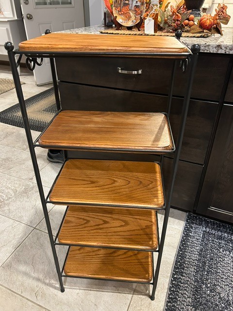 LONGABERGER  - Wrought Iron -  5 TIER STAND SHELF w/ 5 WOOD SHELVES 
