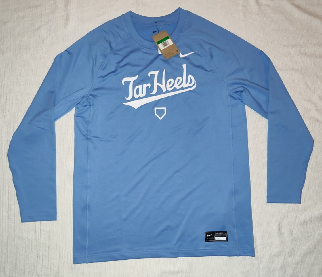 NICE Nike UNC North Carolina Tar Heels Baseball Long Sleeve Team Issue Shirt XL