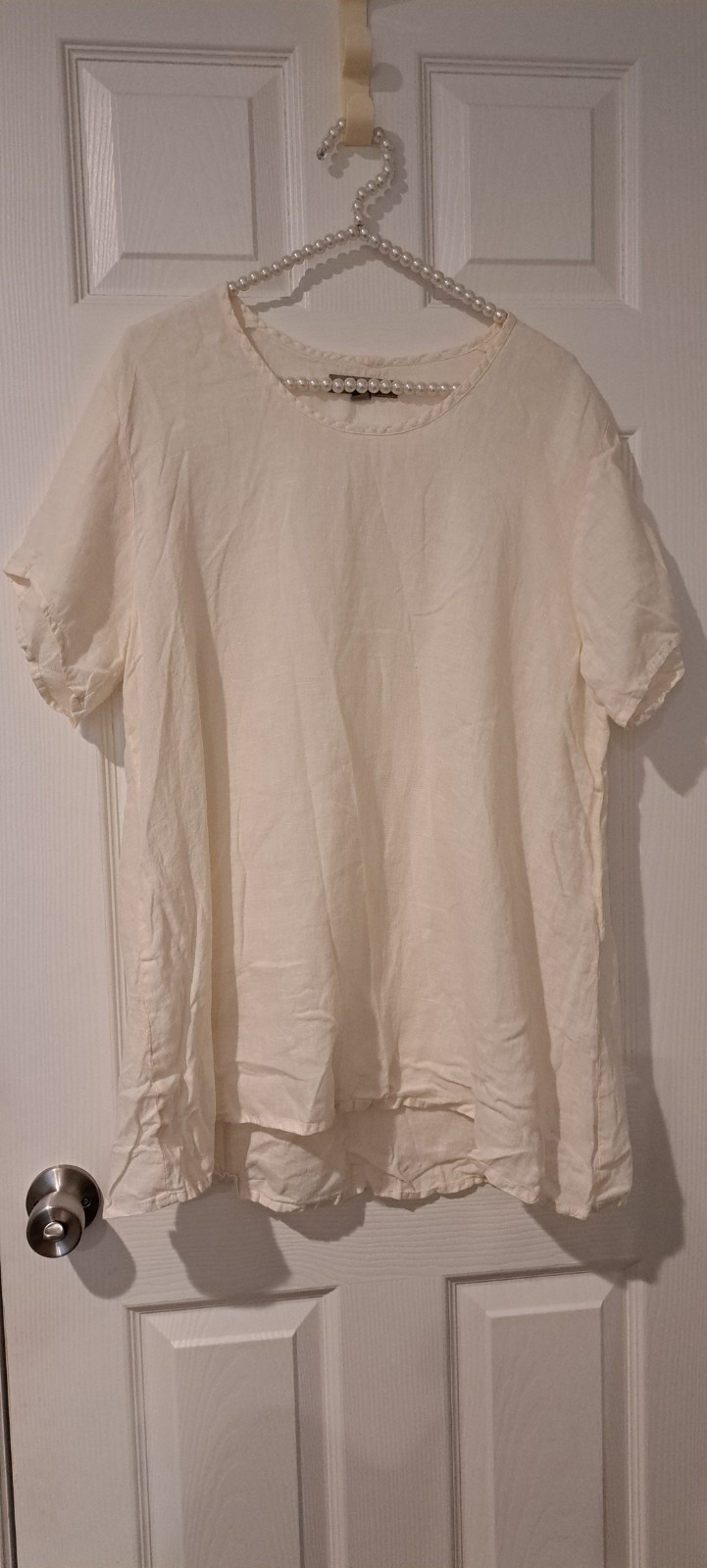 FLAX Tunic Top Womens 100% Linen Short Sleeve Scoop Neck Size M