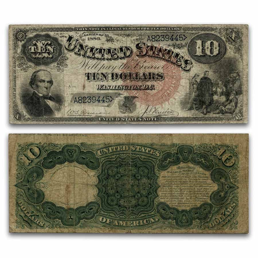 1880 $10 Legal Tender Daniel Webster Fine (Fr#107)