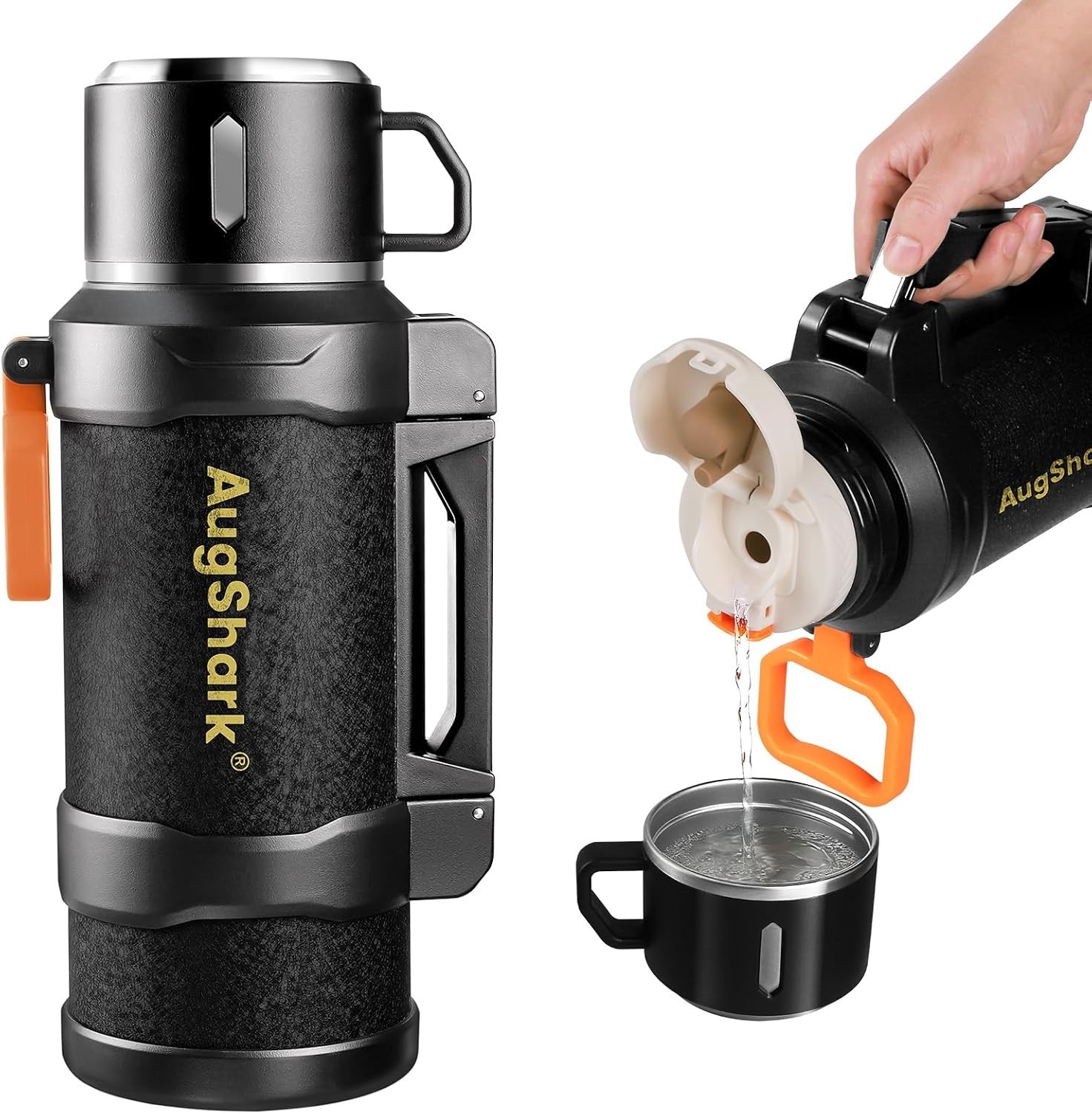 67oz Vacuum Insulated Stainless Steel Thermos Flask Dual Handles Cup Lid 67oz Vacuum Insulated Stainless Steel Thermos Flask Dual Handles Cup Lid