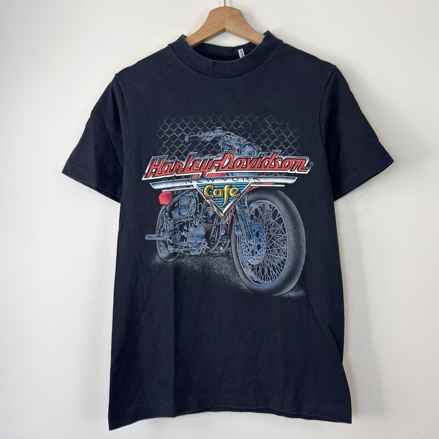 Vintage 90\'s Harley Davidson Cafe Single Stitch Motorcycle Black Tee Shirt Small Vintage 90\'s Harley Davidson Cafe Single Stitch Motorcycle Black Tee Shirt Small