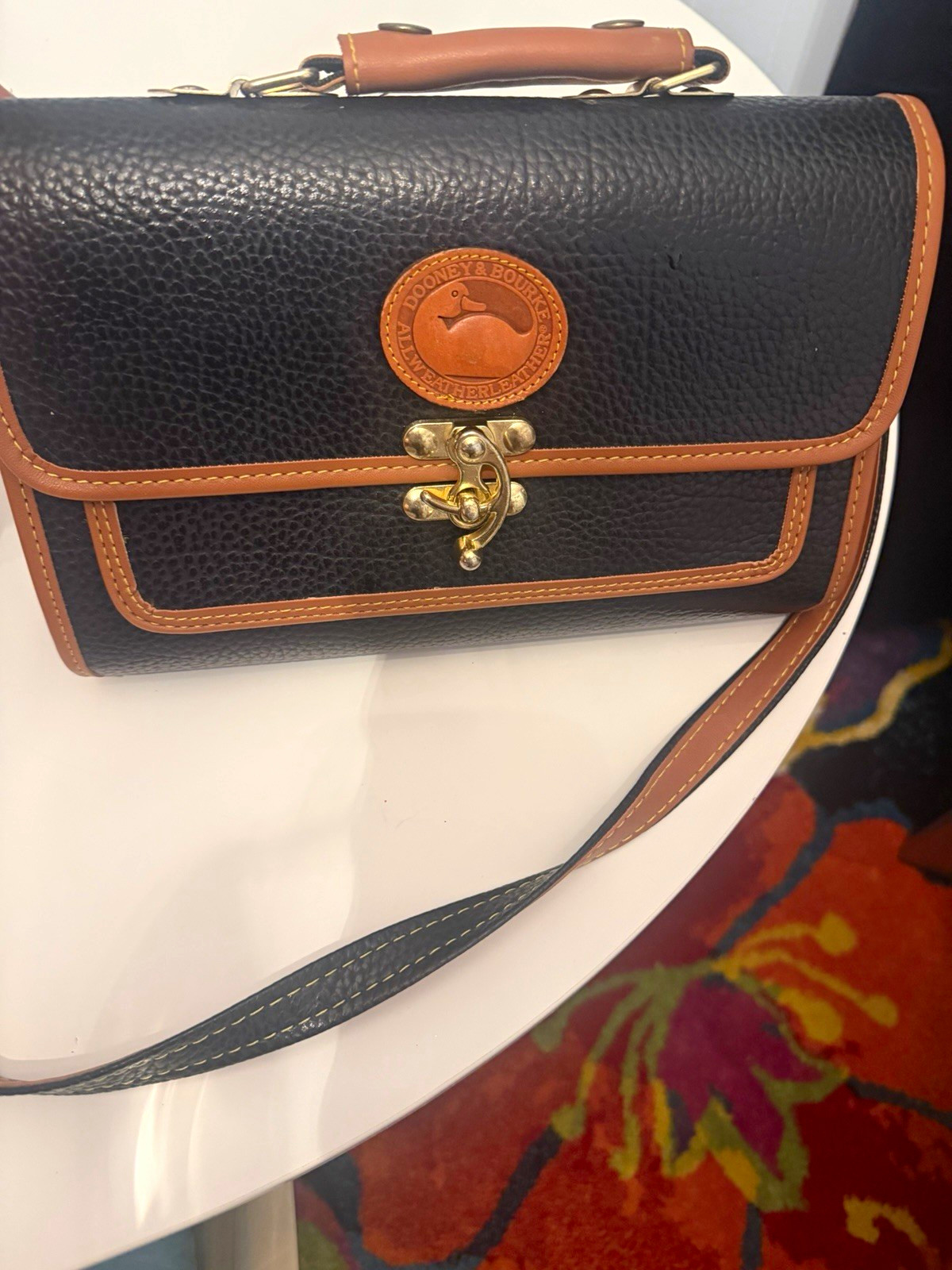 Dooney & Bourke Pebbled Turn Lock Crossbody Bag Black/Brown, Gold Hardware