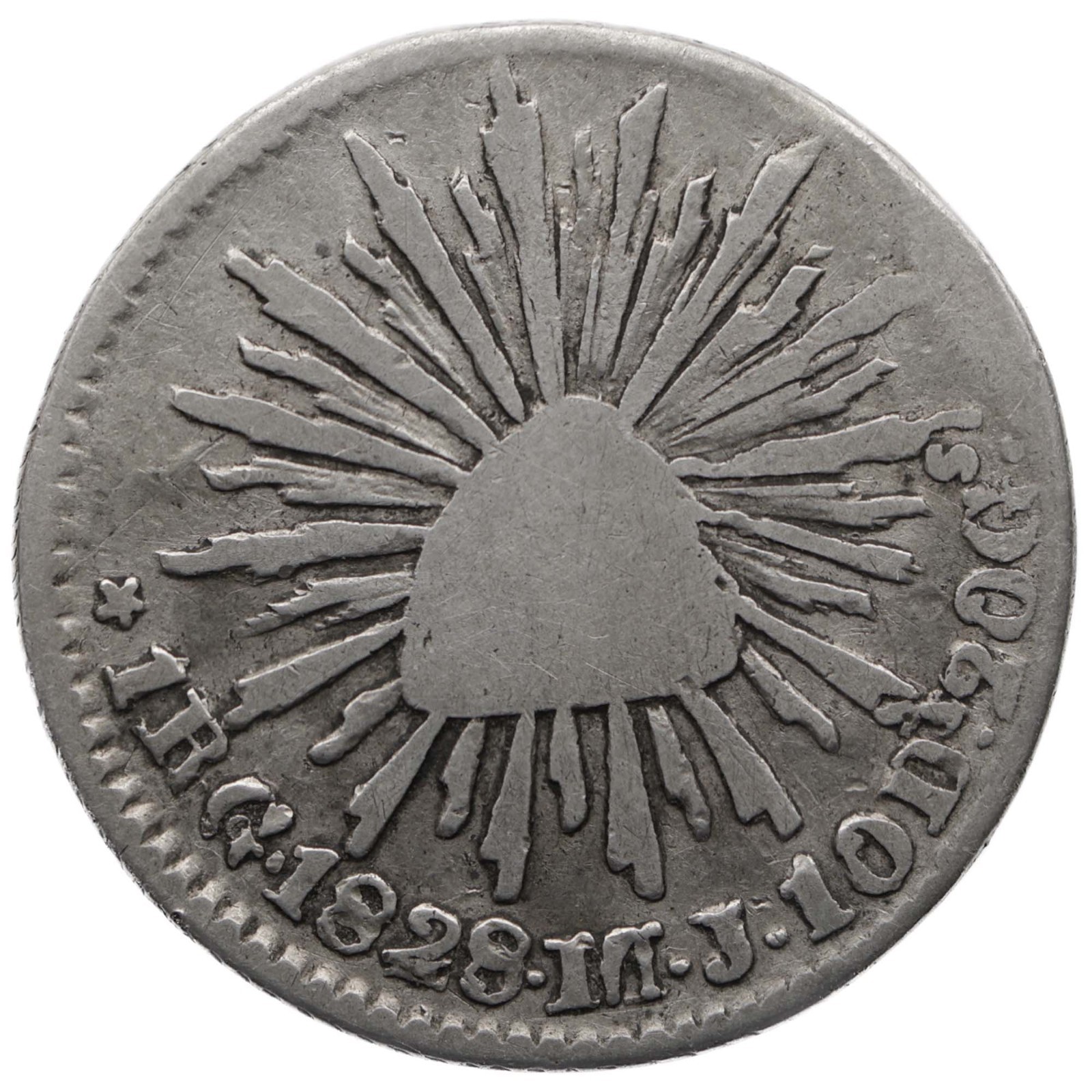 1828 Go MJ Real Mexico Coin full G large 8 Mint Guanajuato City (MO4518-)