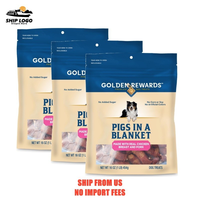 (3 pack) Golden Rewards Air- Dried Jerky Treats Pigs in a Blanket for Dogs, 16 o
