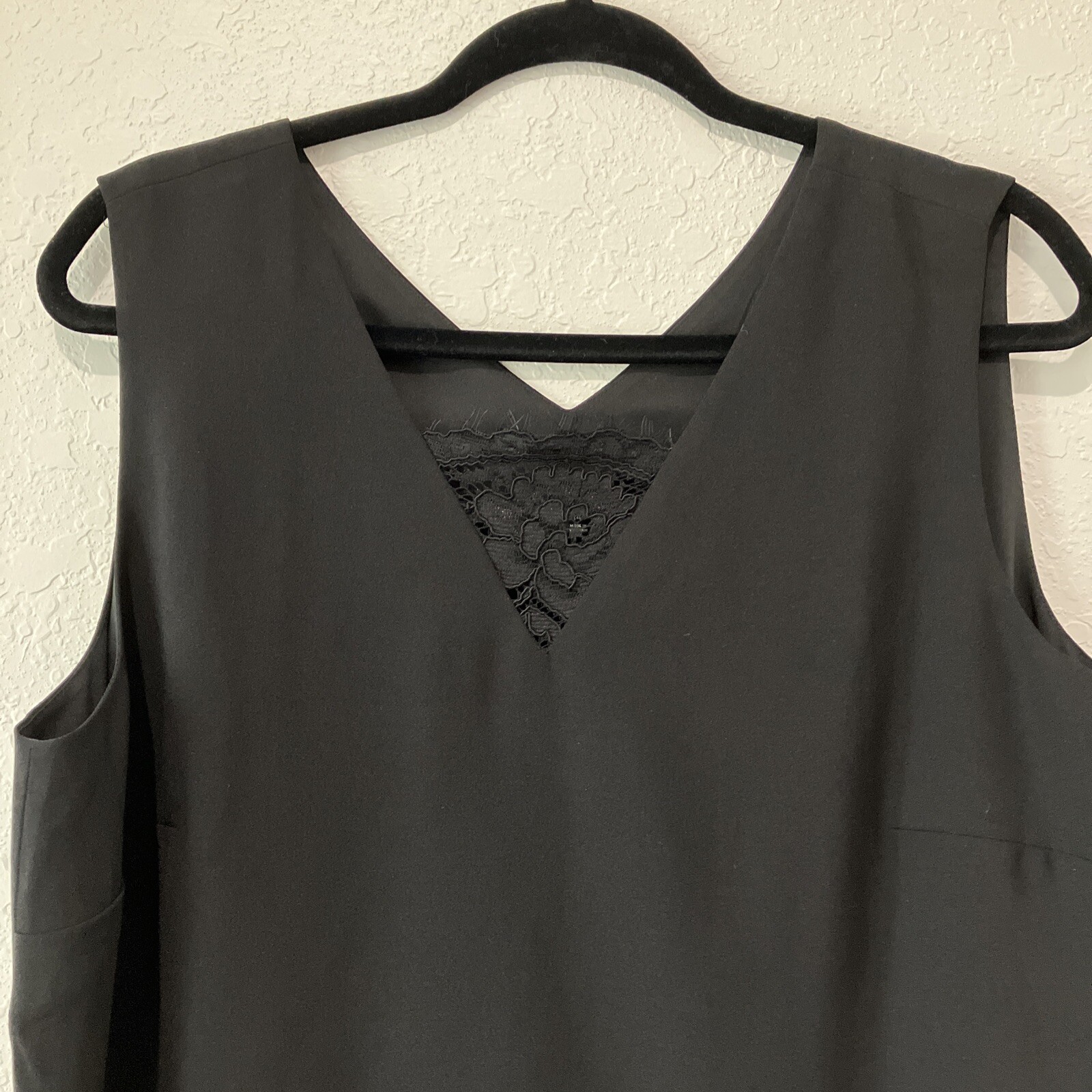 NEW Talbots Womens Sleeveless Shell Top Size 14 Black Lined Side Zip Lace