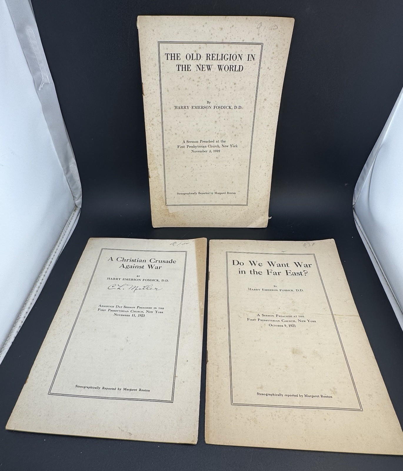 Vintage Sermons First Presbyterian Church New York 1921, 1922, 1923 Armistice