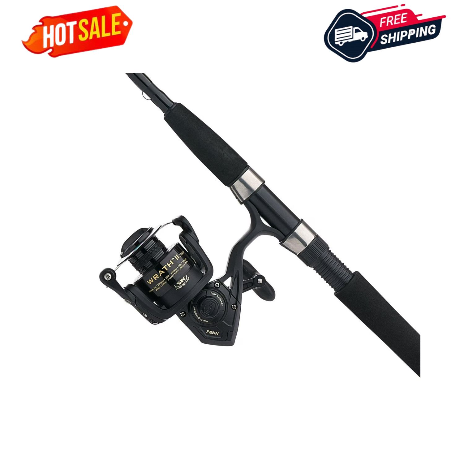 PENN Wrath II 3000 Spinning Combo 7ft Medium Light Fishing Rod