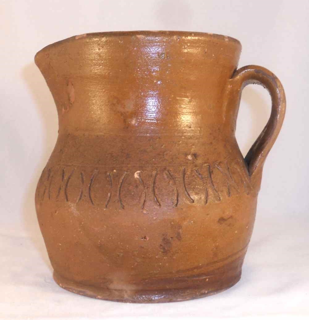 Antique Henry Schofield Lead Glazed Yellowish-Brown Redware Pitcher Southeast PA Antique Henry Schofield Lead Glazed Yellowish-Brown Redware Pitcher Southeast PA