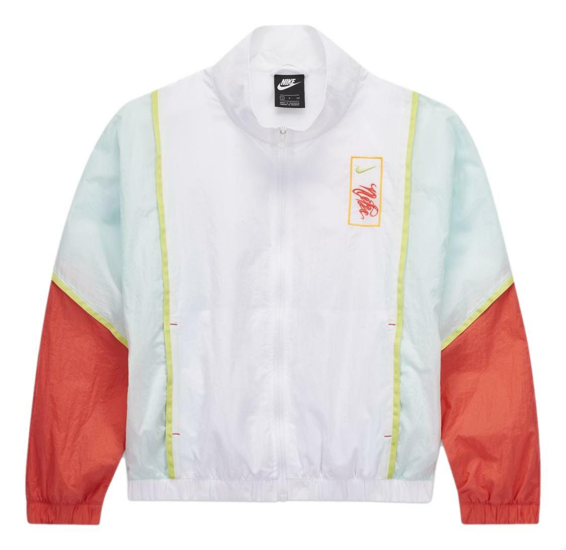 Nike Women\'s Woven Windbreaker Full Zip Jacket (White/Multi) CZ9115-100