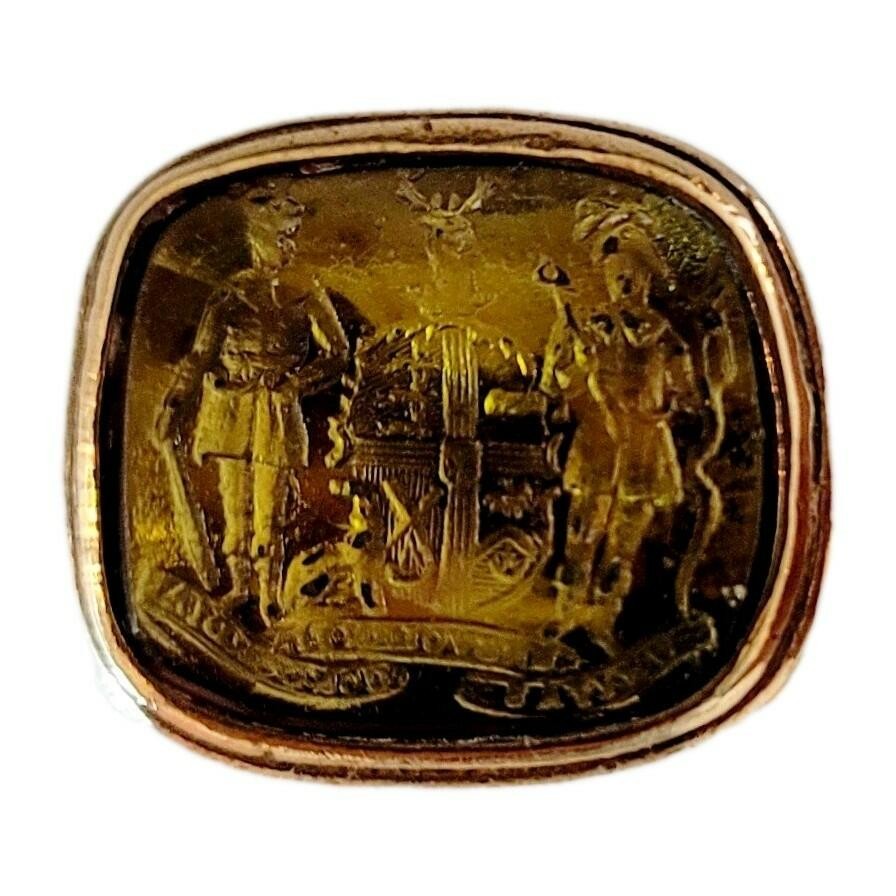 Georgian Scottish Duke of Gordon Ducal Armorial Citrine Intaglio Seal Matrix FOB