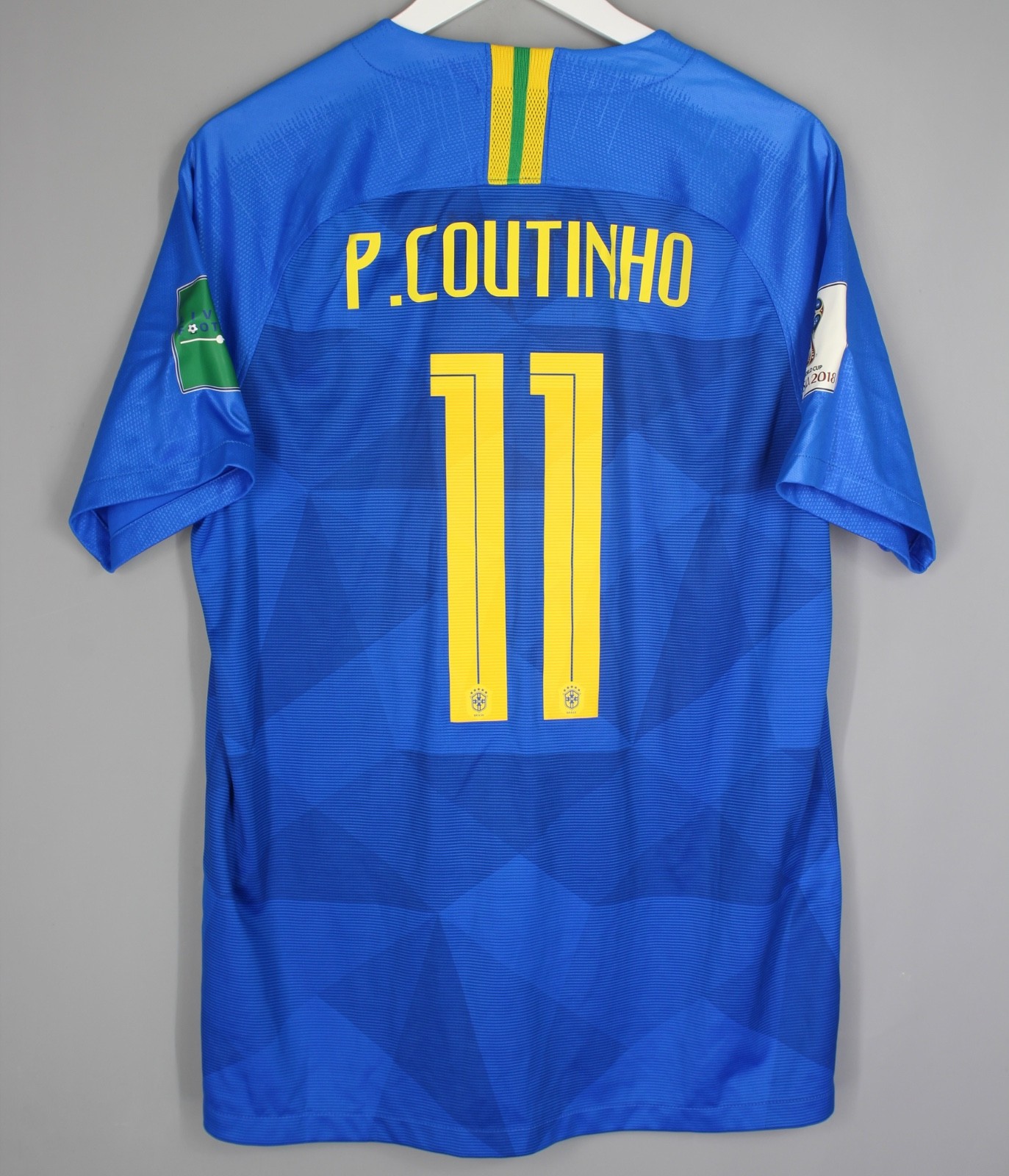 BRAZIL 2018 2019 AWAY FOOTBALL SHIRT NIKE NATIONAL TEAM JERSEY L #11 COUTINHO