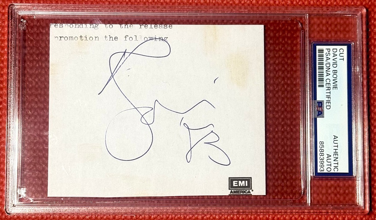 PSA/DNA slabbed & signed DAVID BOWIE 1983 autographed EMI CUT