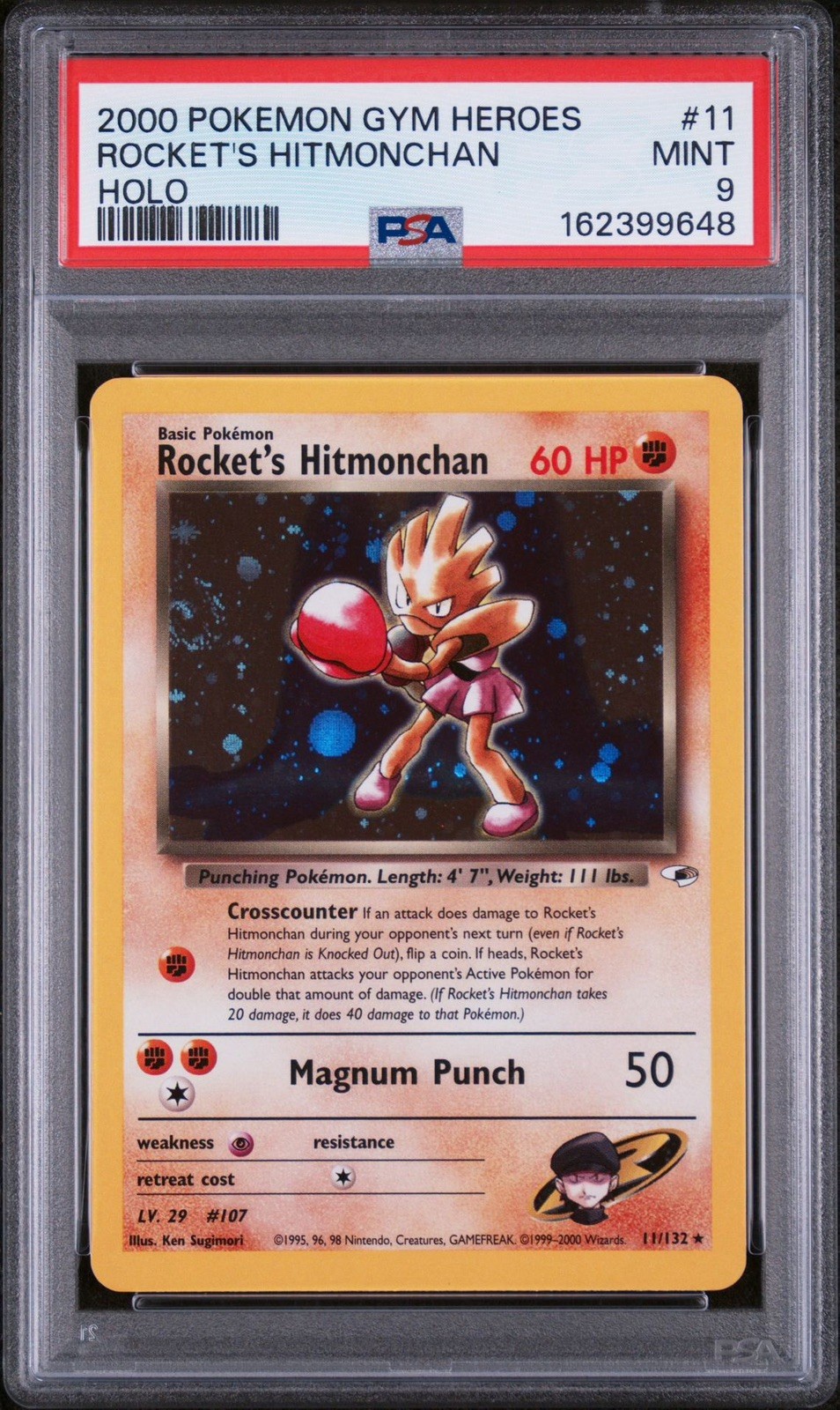 PSA 9 2000 Pokemon Gym Heroes Rocket's Hitmonchan 11/132 Holo (EN) PSA 9 2000 Pokemon Gym Heroes Rocket's Hitmonchan 11/132 Holo (EN)