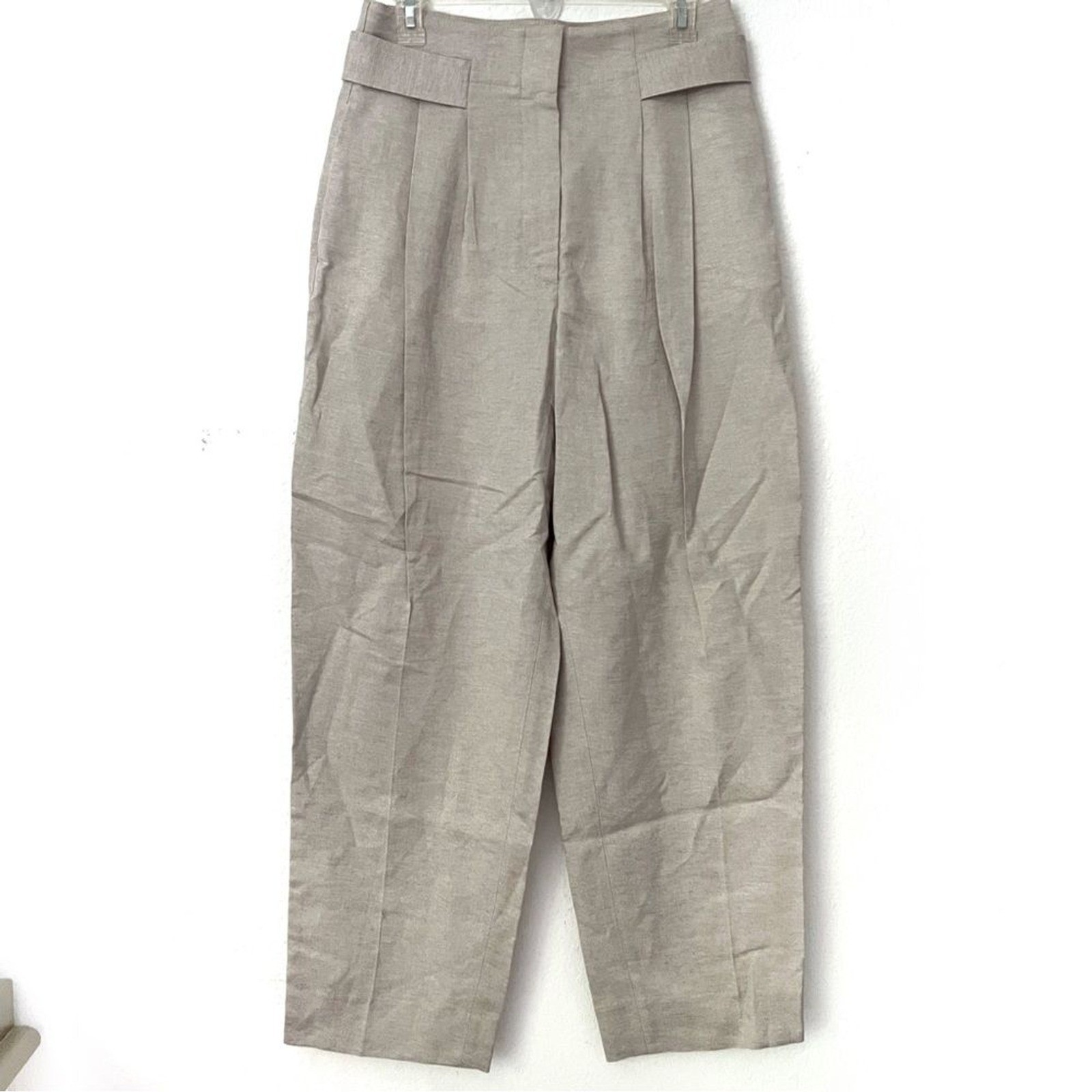 NWT Toteme Tailored Trousers Ecru Double Pleated Linen Lyocell Pants - 38