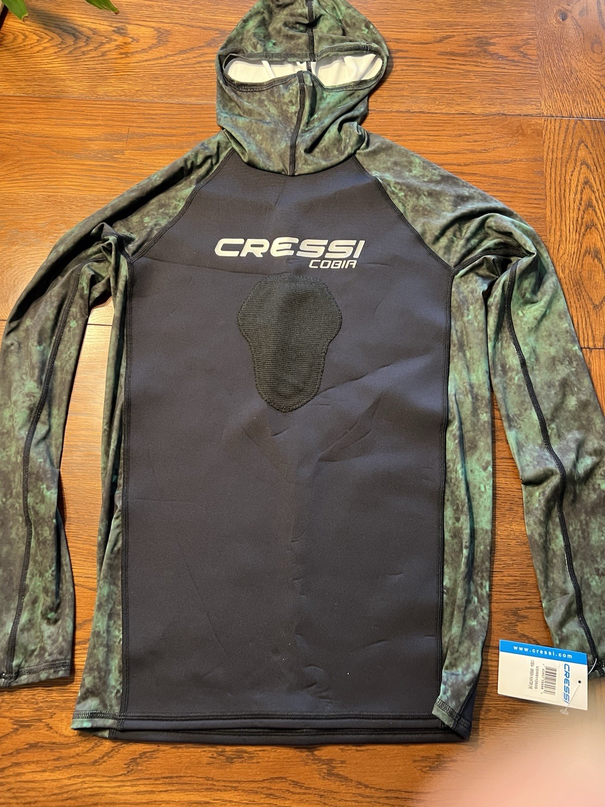 Cressi Cobia Hooded Rash Guard Men's M Green Camo 1mm Neoprene UPF 50+ Cressi Cobia Hooded Rash Guard Men's M Green Camo 1mm Neoprene UPF 50+